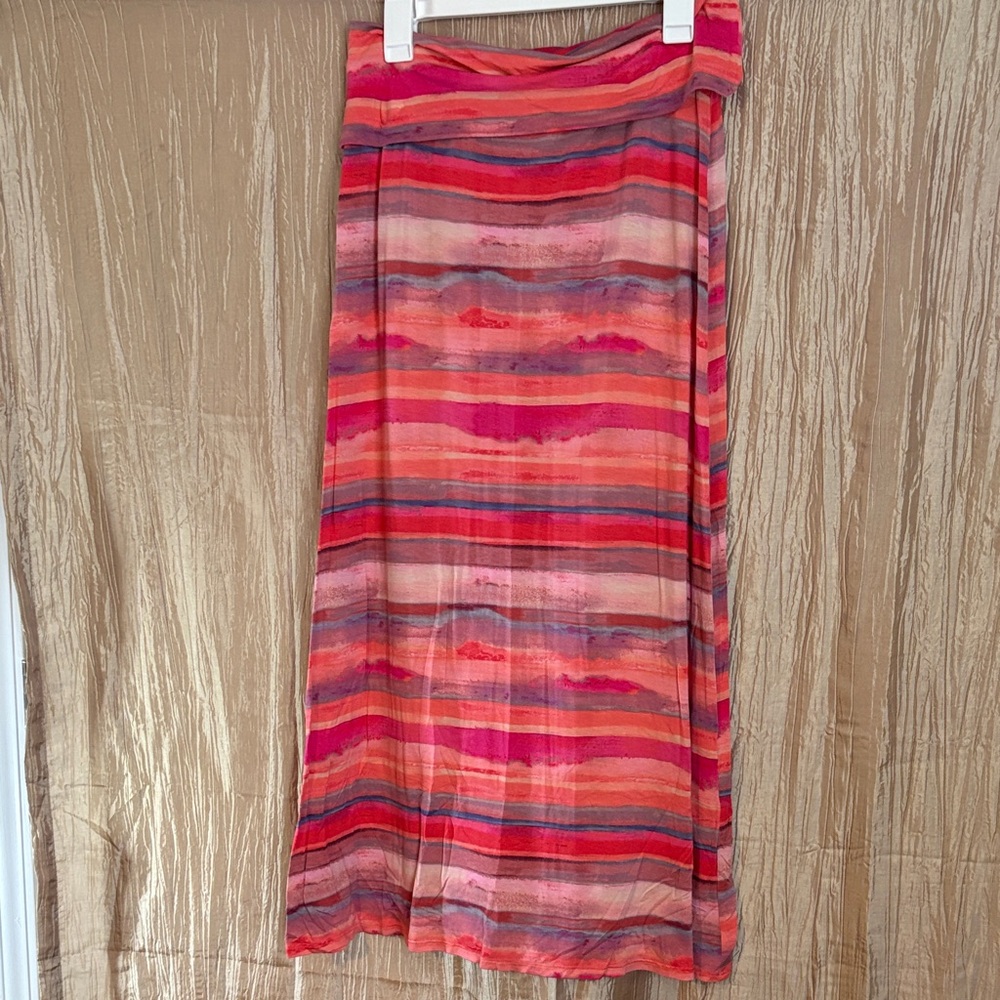 a.n.a Vibrant Pink and Red Maxi Skirt